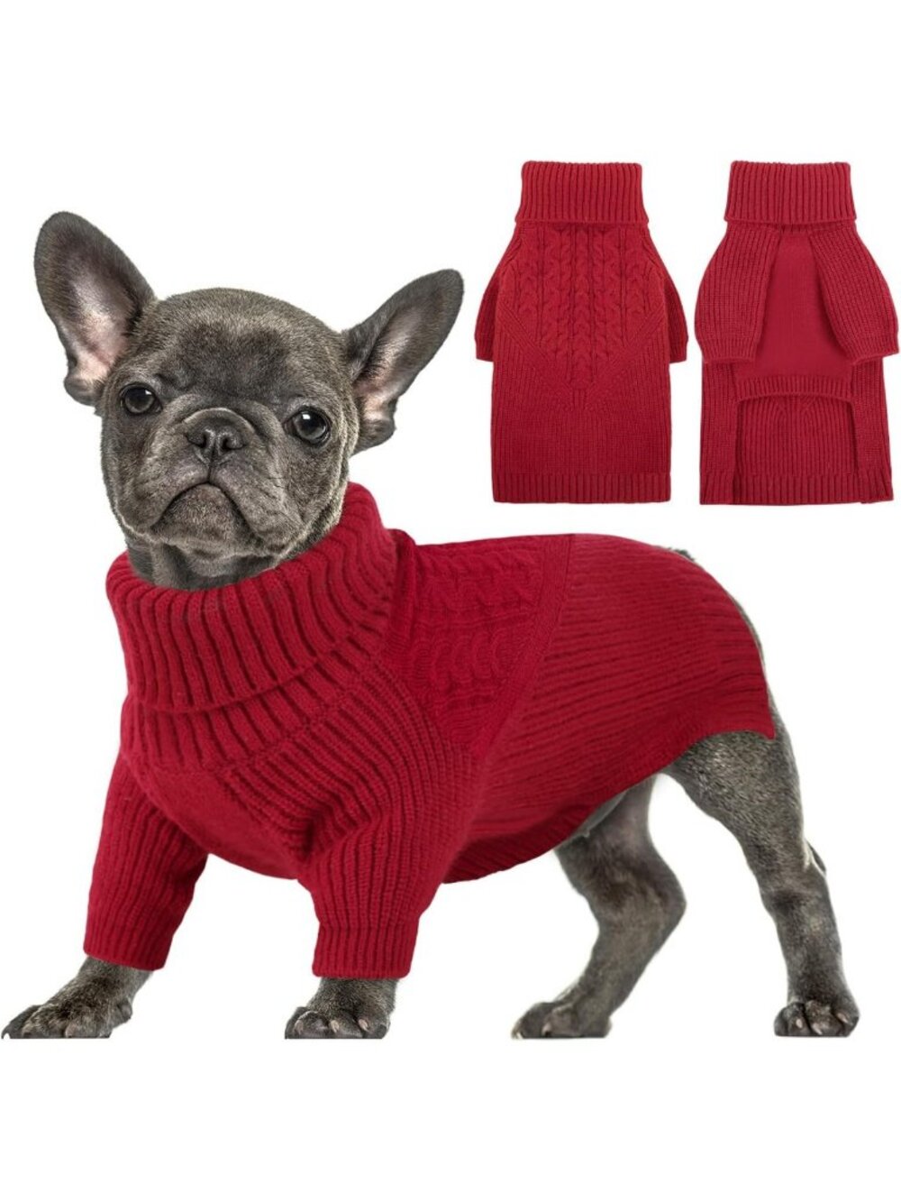 Cozy Red Christmas Puppy Sweater for Small to Large Dogs - Holiday Pet Apparel